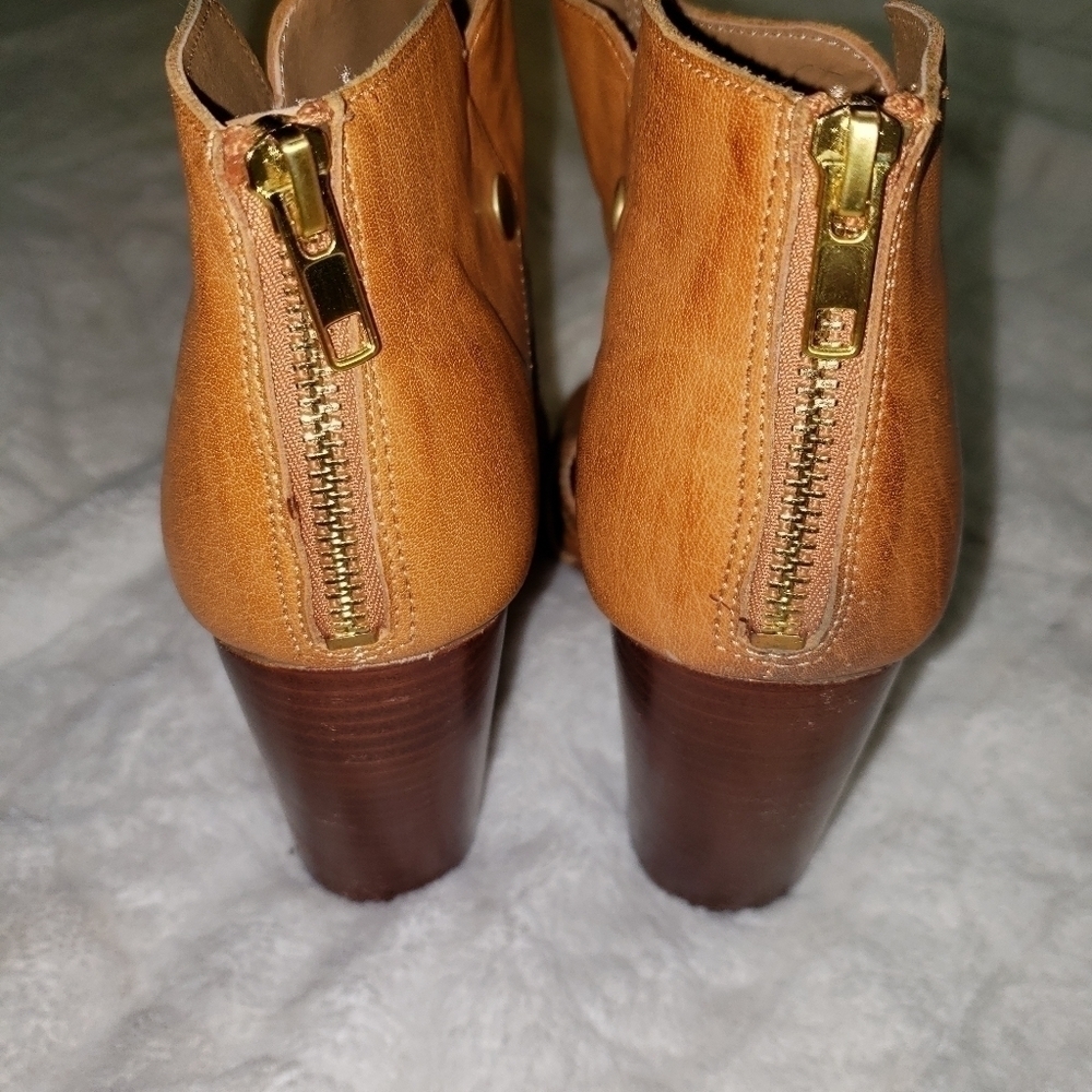🧡KELSI Dagger Brooklyn Ball Dance Cut Out Booties Leather Cognac - Picture 6 of 7